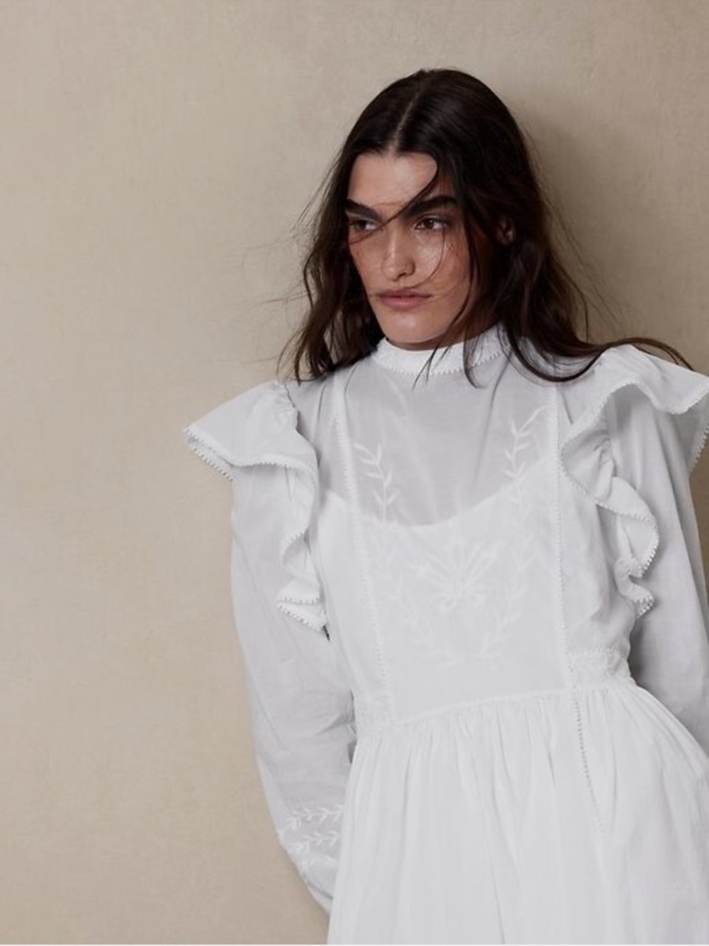 Banana Republic White Ruffle-Trim Mini Dress - Picture 4 of 7